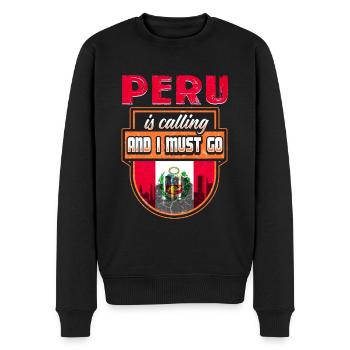 Drapeau du Pérou - Pull Premium bio Homme - noir - Devant - Nico (187cm)