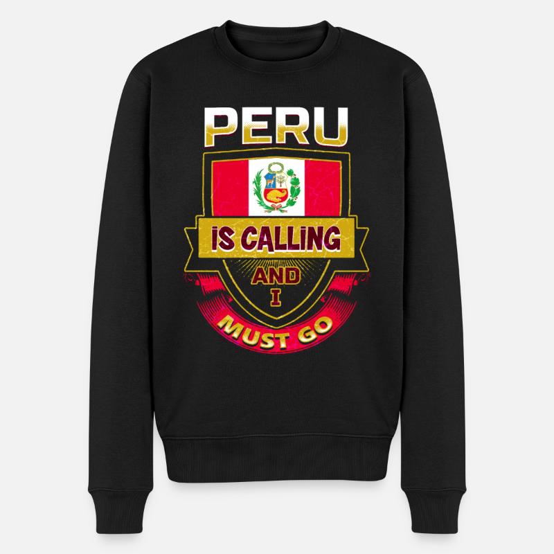 Peru Flagge - Männer Premium Bio Pullover - Schwarz