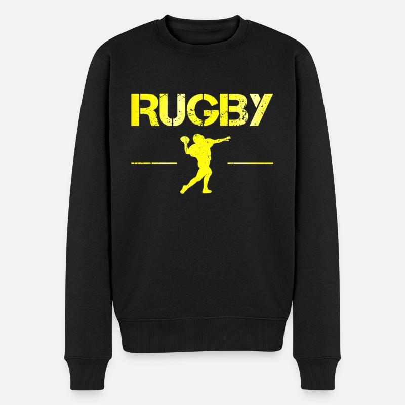 Rugby - Männer Premium Bio Pullover - Schwarz