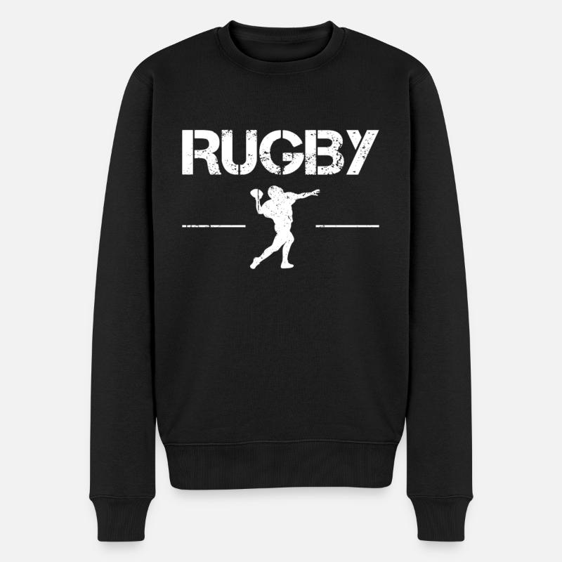 Rugby - Männer Premium Bio Pullover - Schwarz