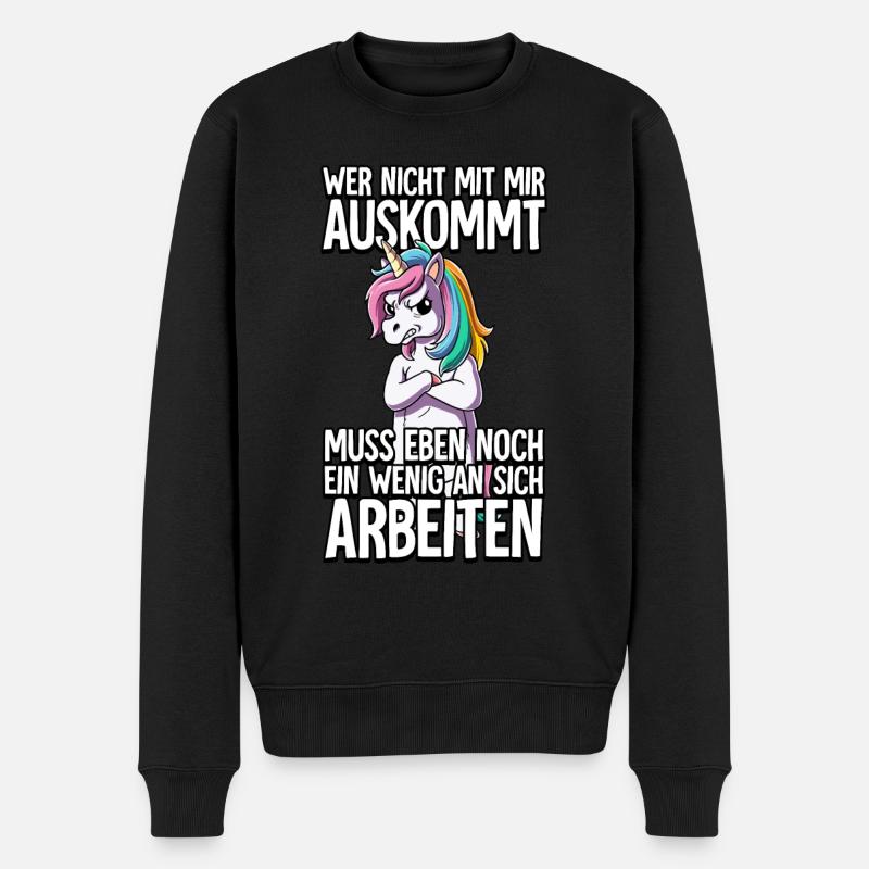 Einhorn Wer Nicht Mit Mir Auskommt - Männer Premium Bio Pullover - Schwarz