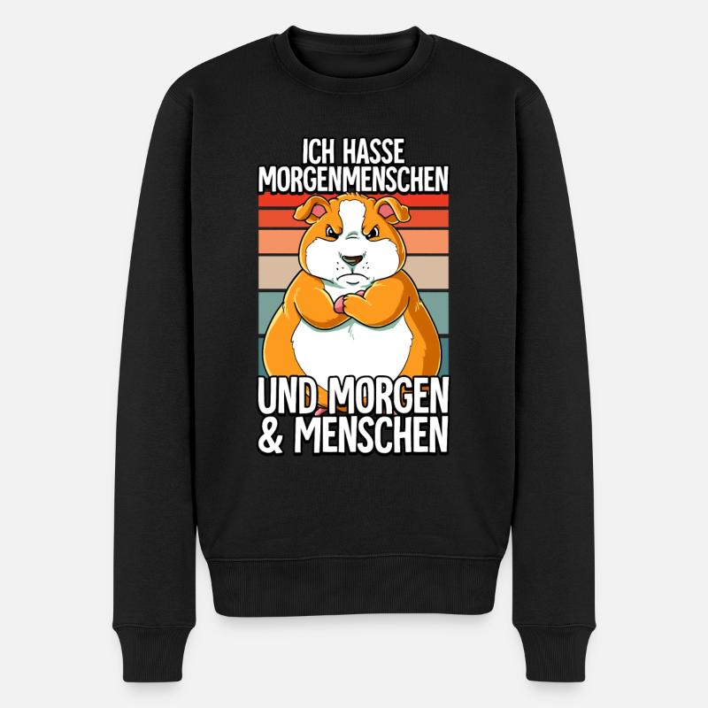 Ich Hasse Morgenmenschen Hamster - Männer Premium Bio Pullover - Schwarz