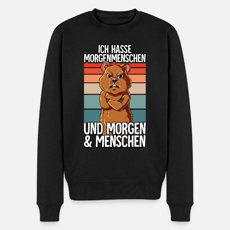 Ich Hasse Morgenmenschen Quokka - Männer Premium Bio Pullover - Schwarz
