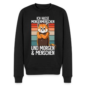 Ich Hasse Morgenmenschen Roter Panda - Männer Premium Bio Pullover - Schwarz - Vorne - Nico (187cm)