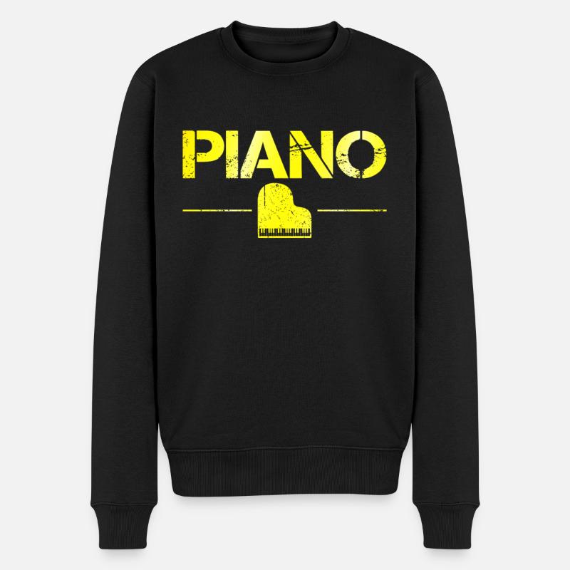 Klavier - Männer Premium Bio Pullover - Schwarz