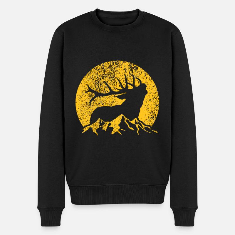 American Elk Hunter Papa Chasse à l'arc rétro vintage - Pull Premium bio Homme - noir