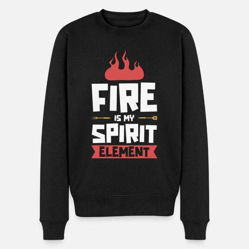 Kochen Grillen Feuergeist Element Koch und Griller - Männer Premium Bio Pullover - Schwarz