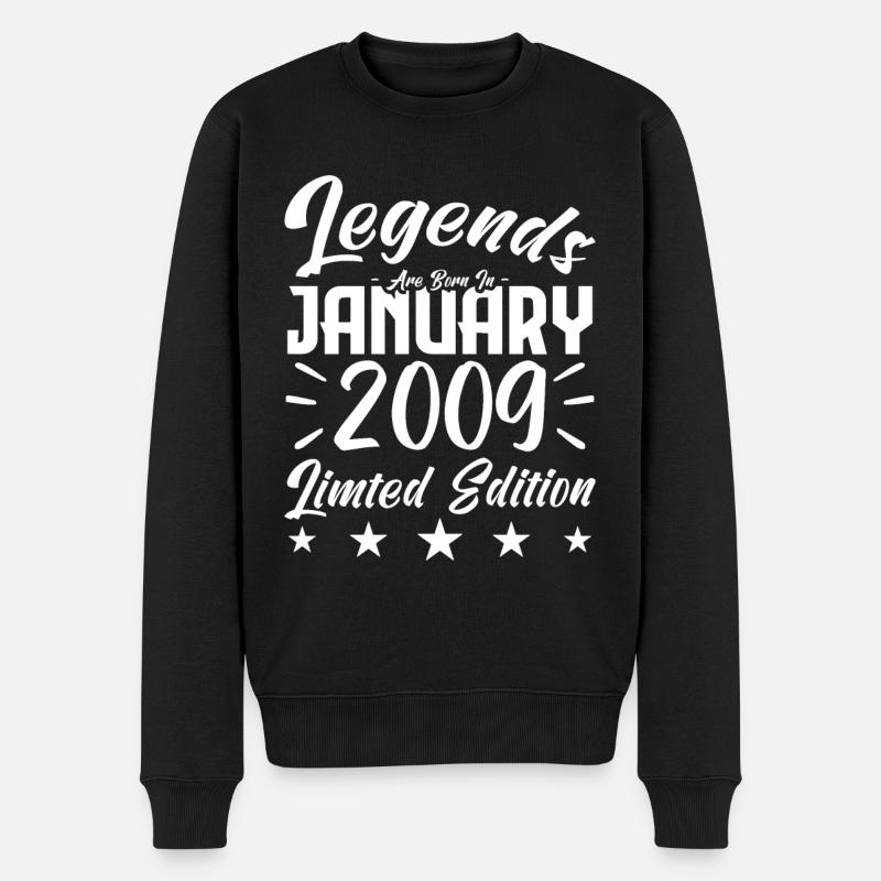 Geboren im Januar 2009. Geburtstagsgeschenk. - Männer Premium Bio Pullover - Schwarz