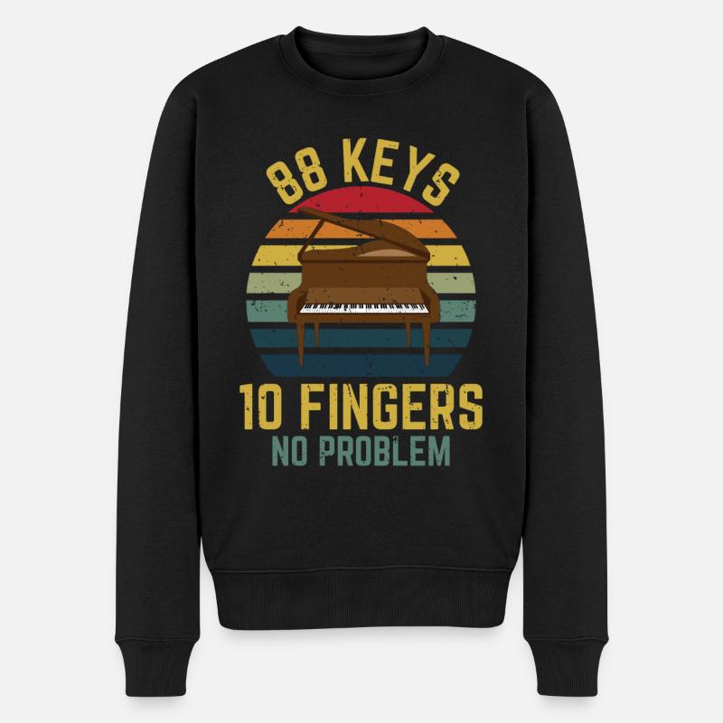 88 KEYS 10 FINGERS NO PROBLEM - Männer Premium Bio Pullover - Schwarz