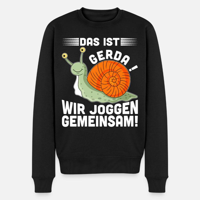 Das ist Gerda, wir Joggen gemeinsam - Männer Premium Bio Pullover - Schwarz