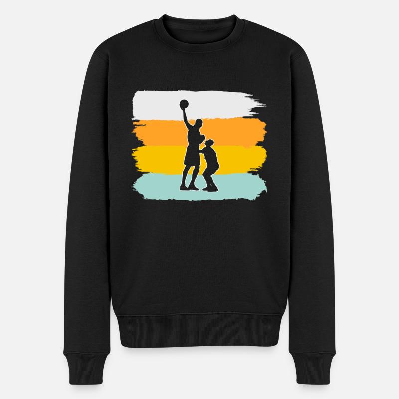Basketball Retro - Männer Premium Bio Pullover - Schwarz