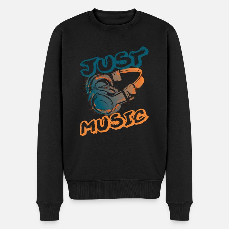 Musican Lover Kopfhörer Just Music - Männer Premium Bio Pullover - Schwarz