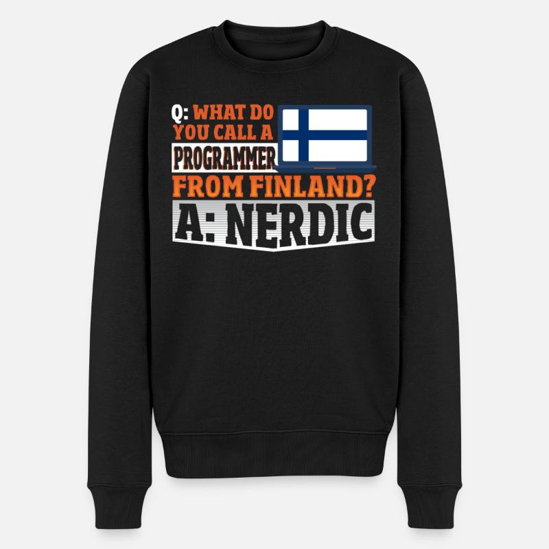 What do you call a Programmer from Finland? Nerd - Männer Premium Bio Pullover - Schwarz