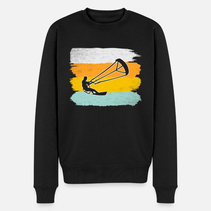 Kite surfen Retro - Männer Premium Bio Pullover - Schwarz
