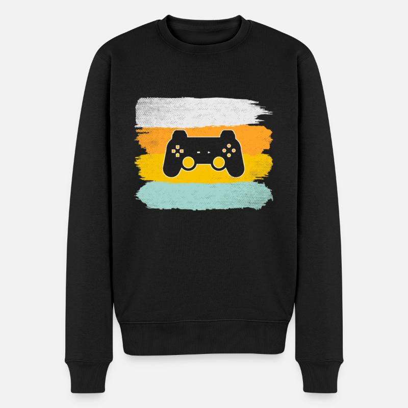 Gaming Retro - Männer Premium Bio Pullover - Schwarz