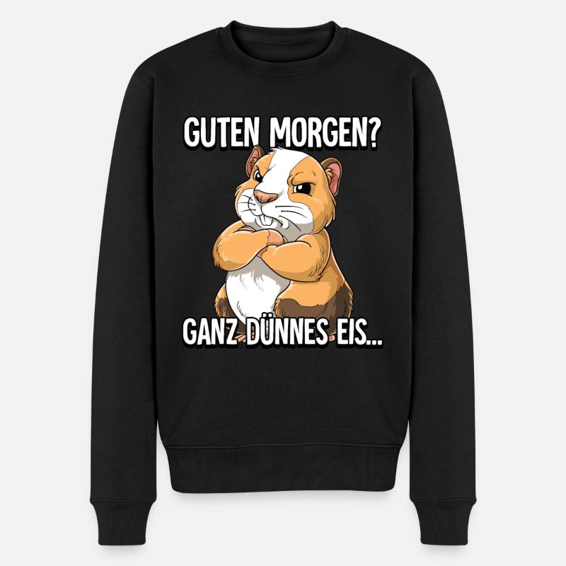 Guten Morgen Ganz Dünnes Eis Meerschweinchen - Männer Premium Bio Pullover - Schwarz