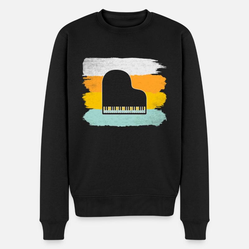 Klavier Retro - Männer Premium Bio Pullover - Schwarz