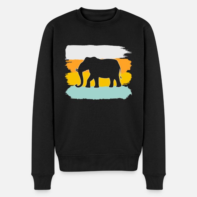 Éléphant Rétro - Pull Premium bio Homme - noir