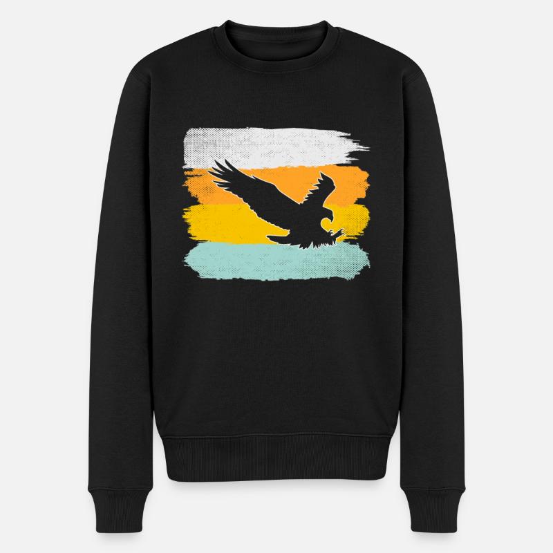Adler Retro - Männer Premium Bio Pullover - Schwarz