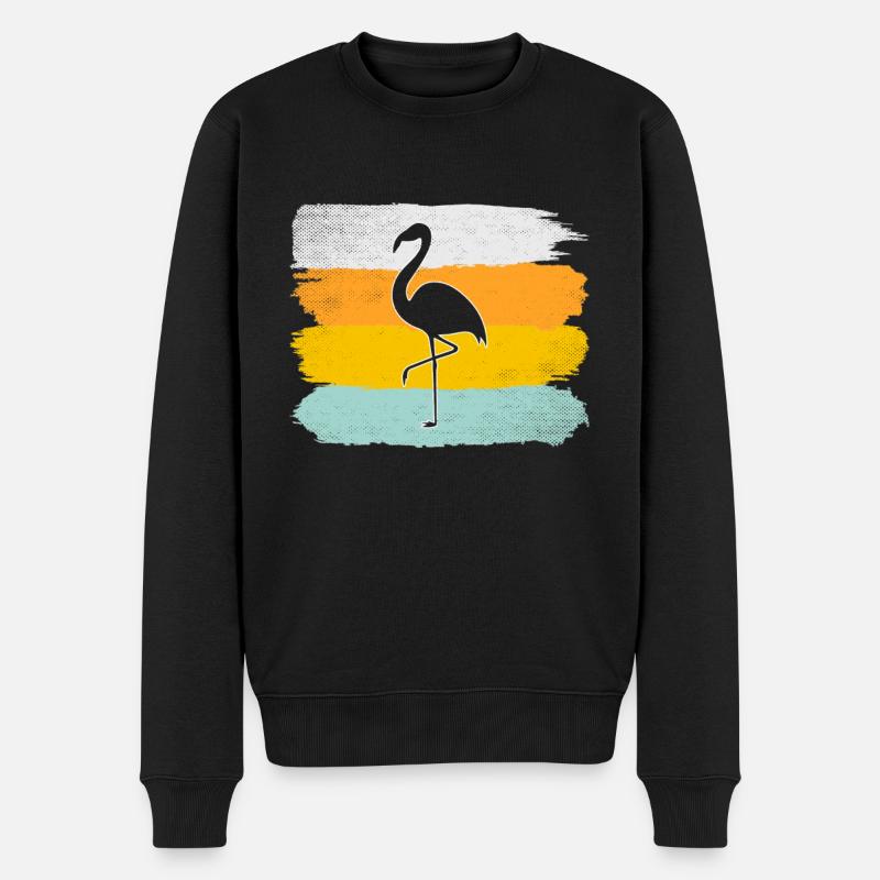 Flamant rose Rétro - Pull Premium bio Homme - noir