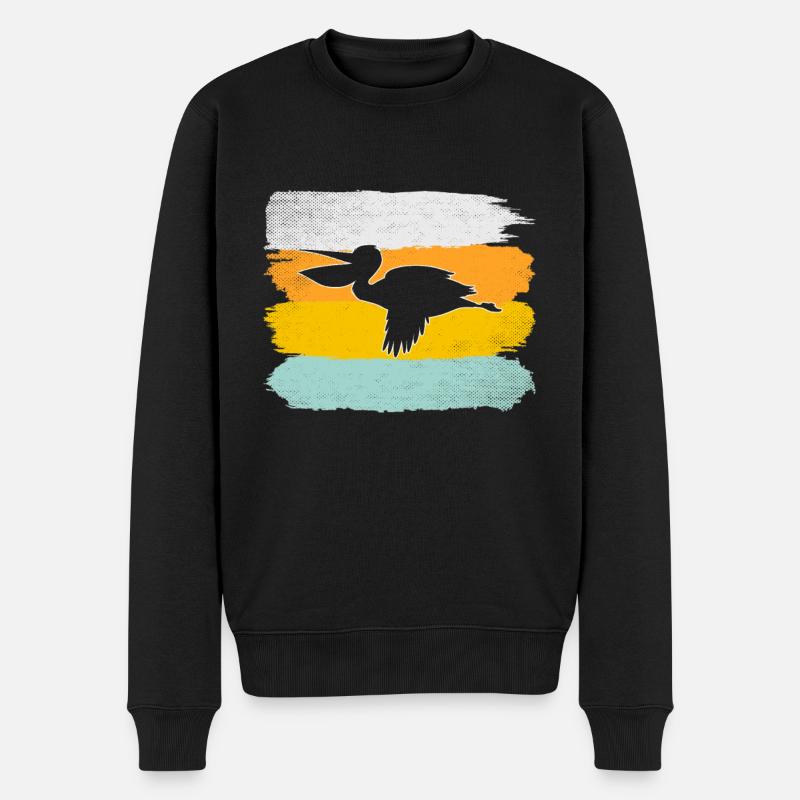 Pelikan Retro - Männer Premium Bio Pullover - Schwarz