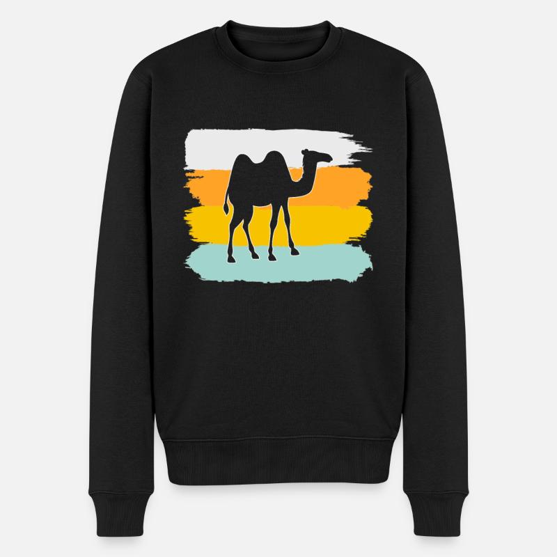Kamel Retro - Männer Premium Bio Pullover - Schwarz