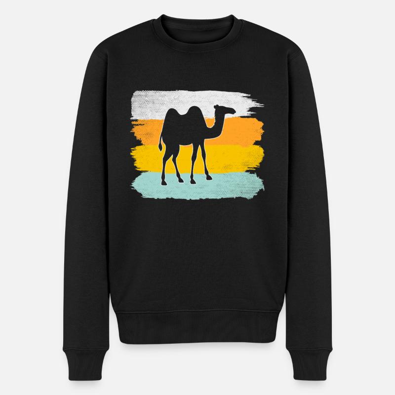 Kamel Retro - Männer Premium Bio Pullover - Schwarz