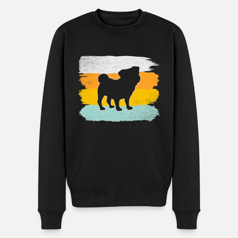 Mops Retro - Männer Premium Bio Pullover - Schwarz