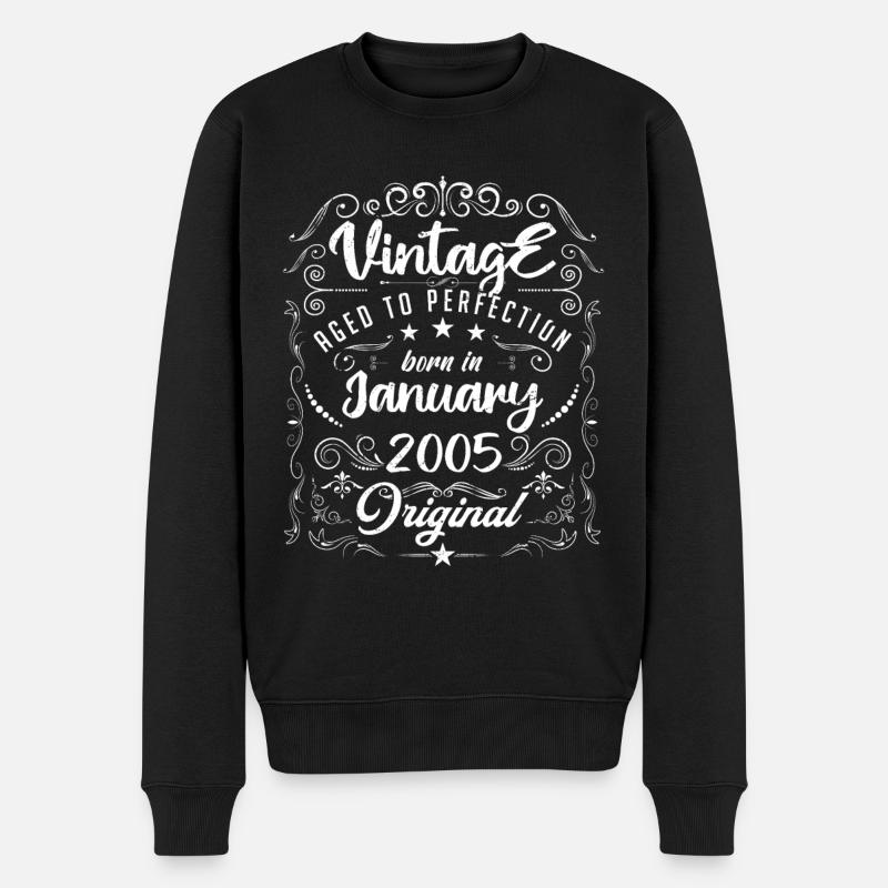 Vintage Jahrgang Januar 2005 Jubiläum Januar - Männer Premium Bio Pullover - Schwarz