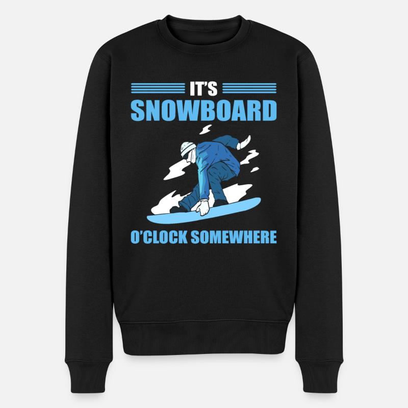It's Snowboard O'Clock Somewhere Snowboarding - Männer Premium Bio Pullover - Schwarz