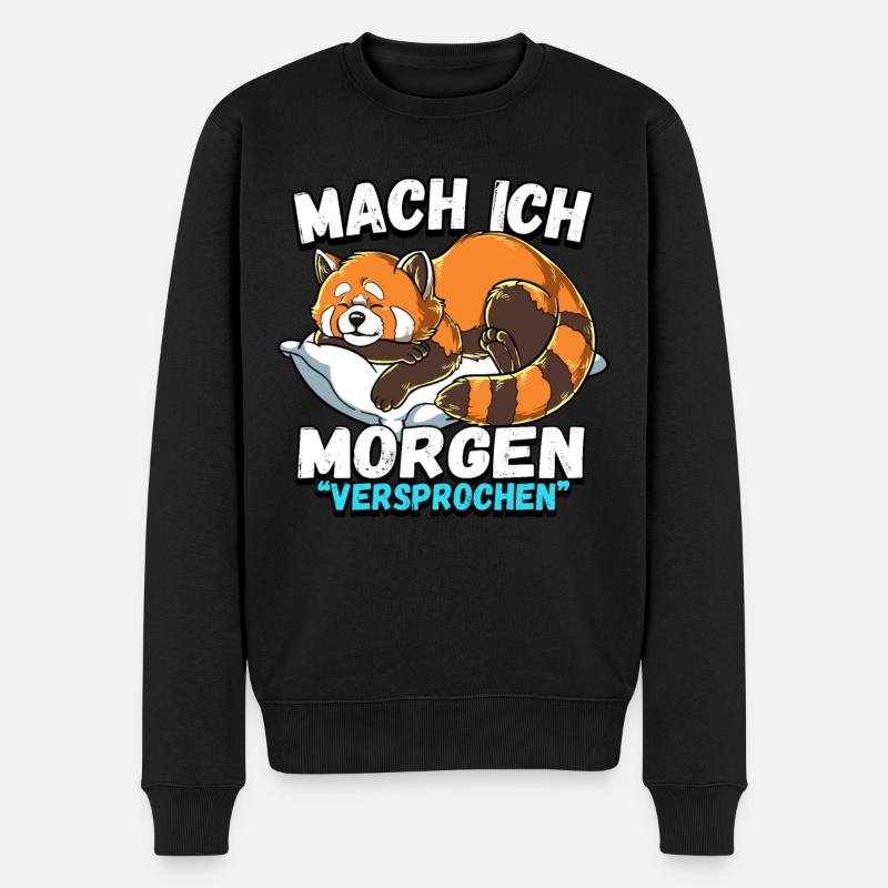 Mach Ich Morgen Versprochen Roter Panda - Männer Premium Bio Pullover - Schwarz