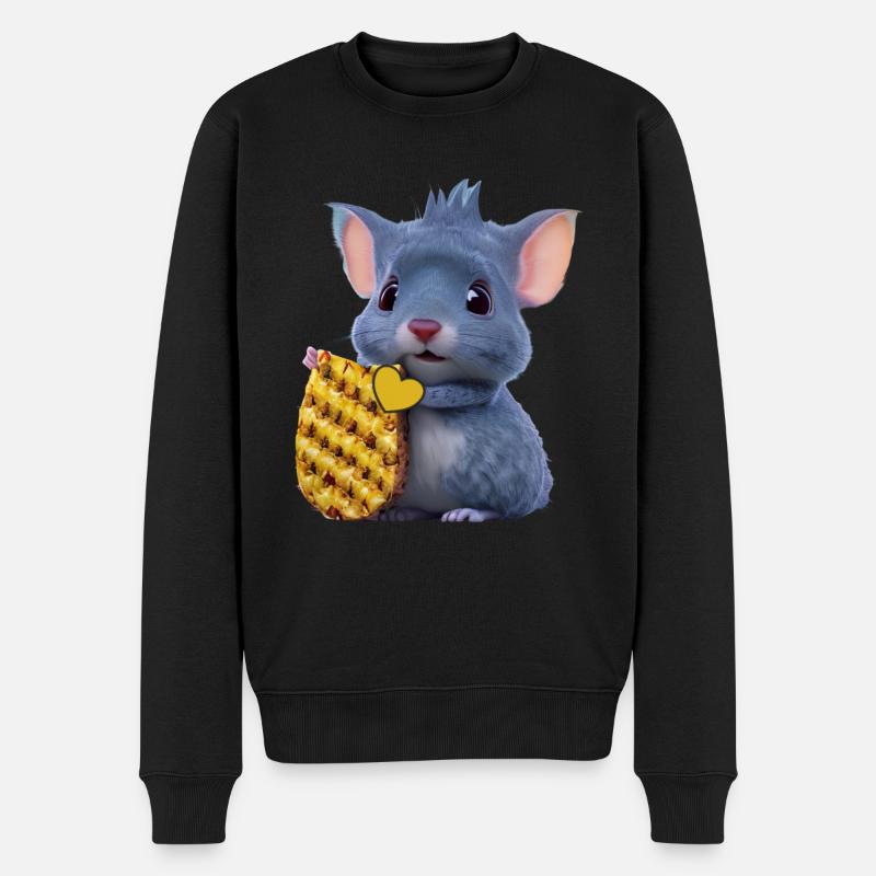 Chinchilla liebt Ananas - Männer Premium Bio Pullover - Schwarz