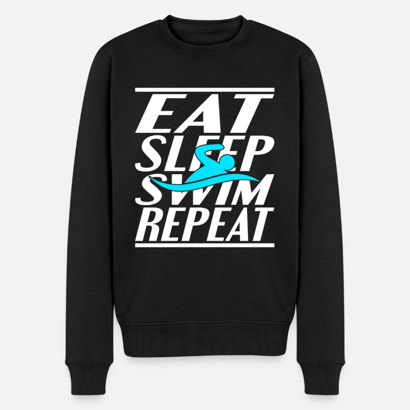 Essen Schlafen Schwimmen - Männer Premium Bio Pullover - Schwarz
