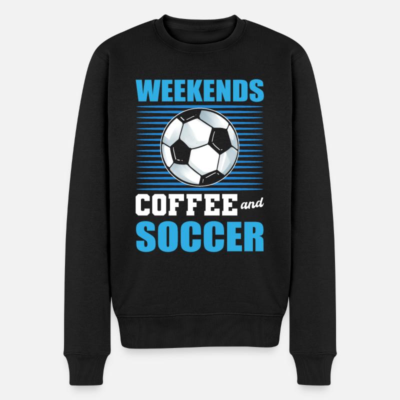 Weekends Coffe and Soccer - Männer Premium Bio Pullover - Schwarz