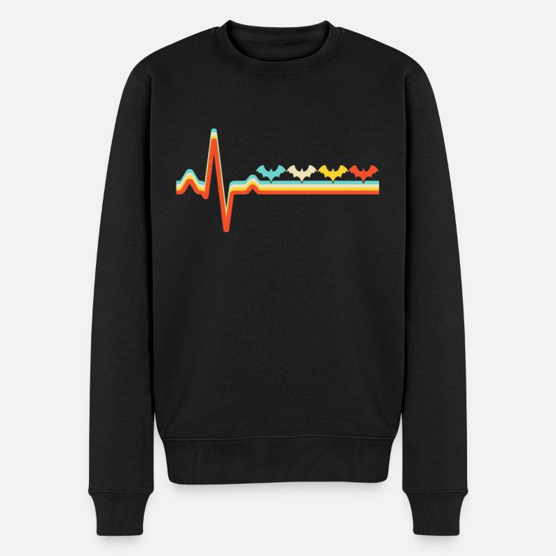 Battement de cœur rétro chauve-souris - Pull Premium bio Homme - noir