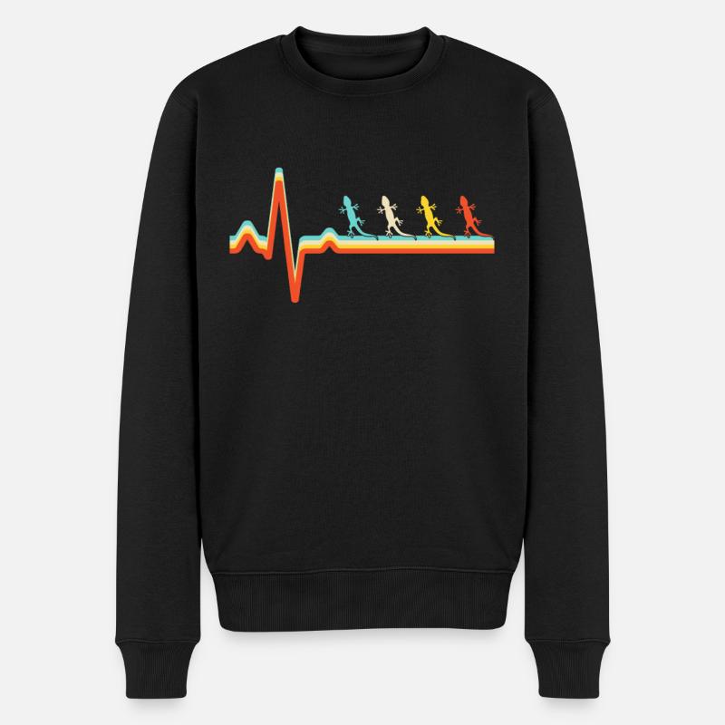 Lézard rétro battement de cœur - Pull Premium bio Homme - noir