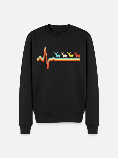 Deer retro heartbeat - Men's Premium Organic Jumper - black
