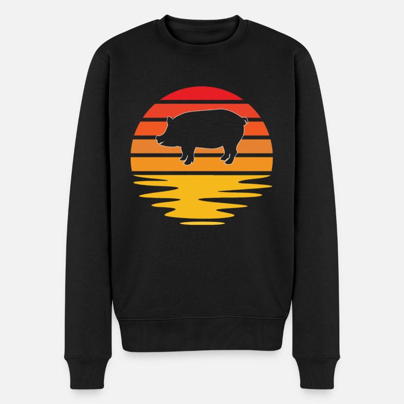 Schwein Retro - Männer Premium Bio Pullover - Schwarz