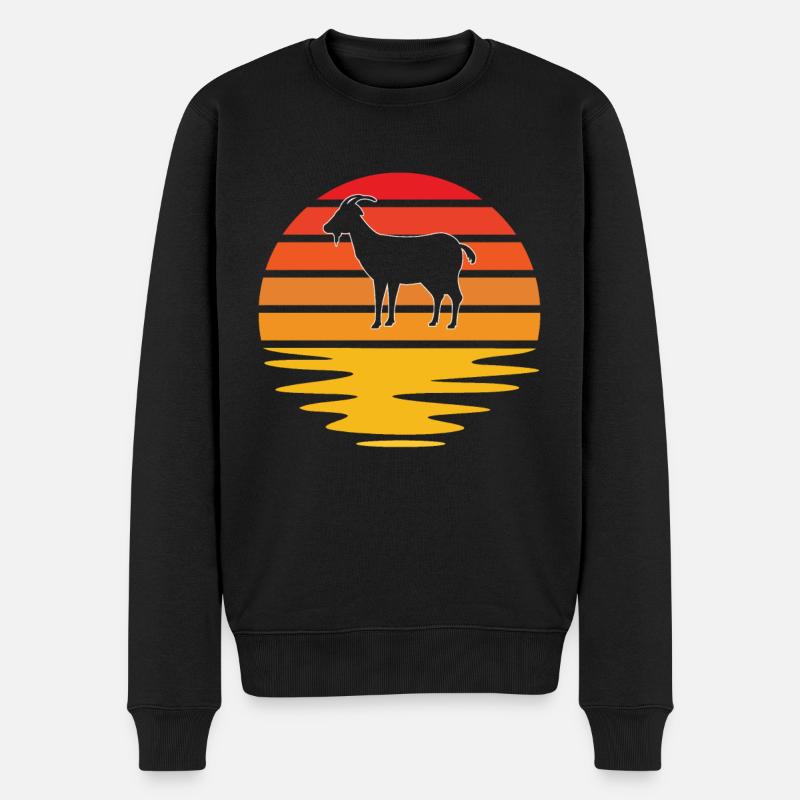 Ziege Retro - Männer Premium Bio Pullover - Schwarz