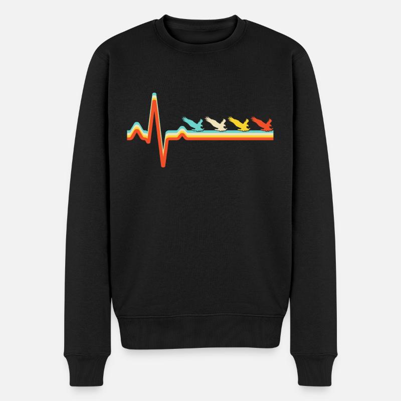 Battement de cœur rétro aigle - Pull Premium bio Homme - noir