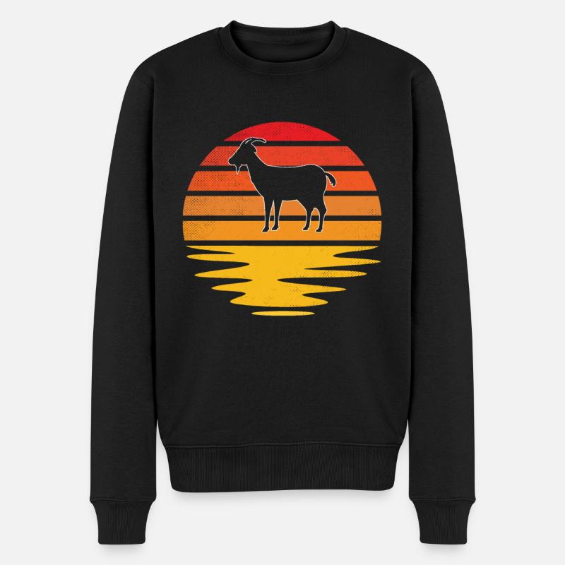 Ziege Retro - Männer Premium Bio Pullover - Schwarz