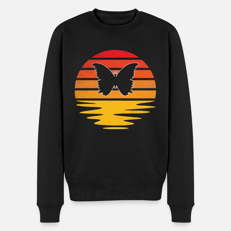 Schmetterling Retro - Männer Premium Bio Pullover - Schwarz