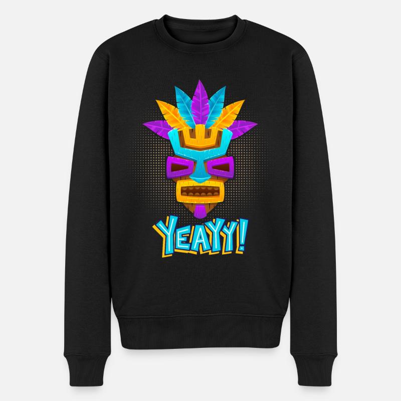Azteken, Maya-Kultur, Tribal-Kultur Folklore-Maske - Männer Premium Bio Pullover - Schwarz