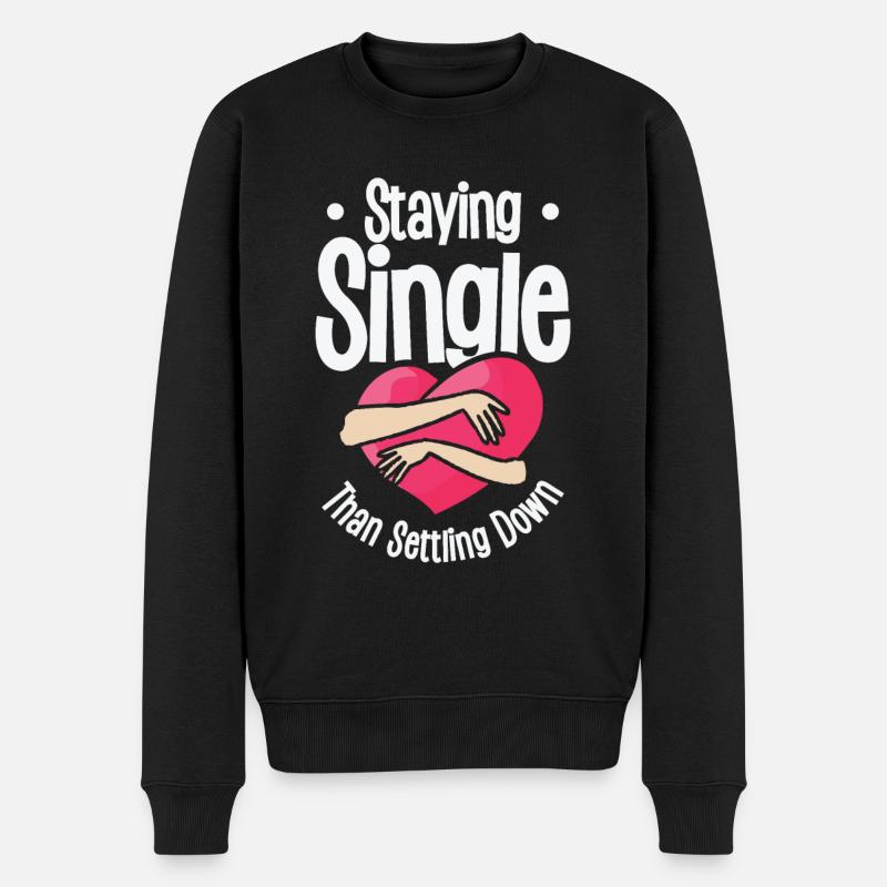 Single Vintage Fan Single Zitate Retro Single - Männer Premium Bio Pullover - Schwarz