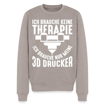Ich brauche keine Therapie 3D Drucker reicht - Männer Premium Bio Pullover - Taupe - Vorne - Nico (187cm)