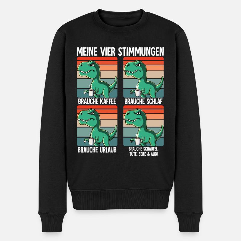 Meine 4 Stimmungen Kaffee T-rex - Männer Premium Bio Pullover - Schwarz