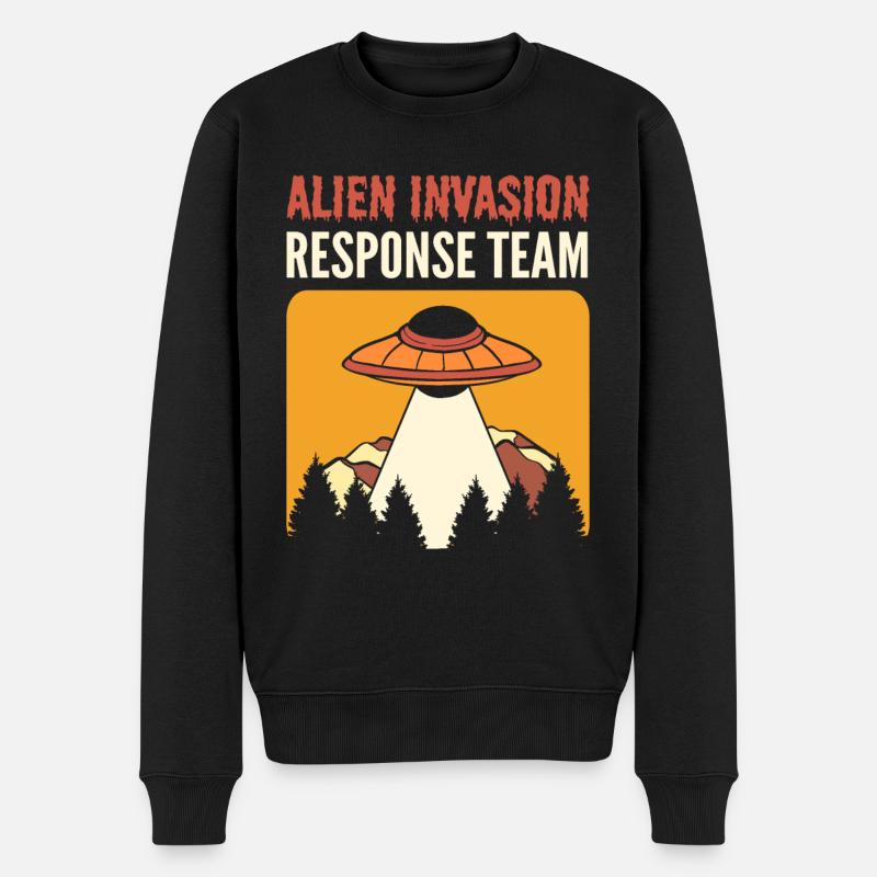 Alien Invasion Response Team Aliens UFO - Männer Premium Bio Pullover - Schwarz