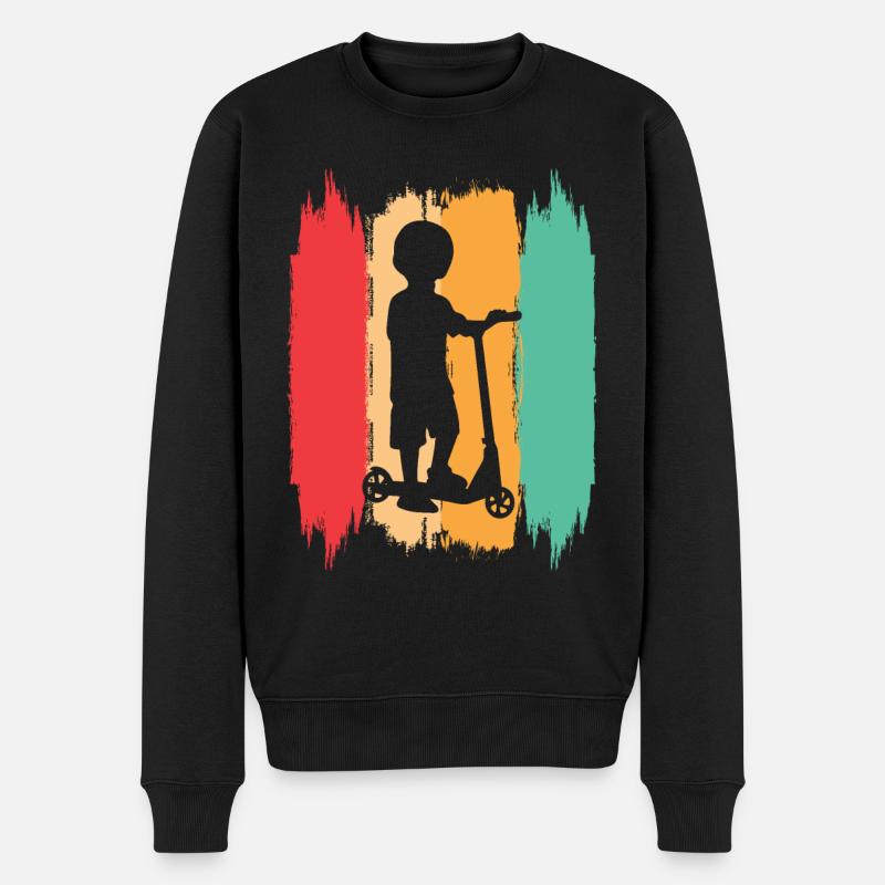 Scooter Stunt Roller für Kinder Retro - Männer Premium Bio Pullover - Schwarz