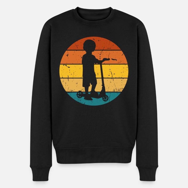 Scooter Stunt Roller für Kinder Retro - Männer Premium Bio Pullover - Schwarz
