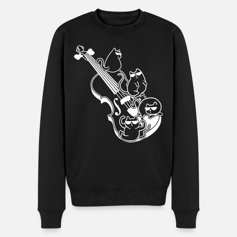 Contrebassiste contrebasse avec chats - Pull Premium bio Homme - noir